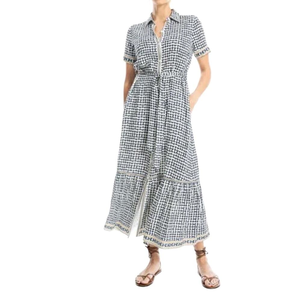 MAX STUDIO London - Maxi Dress Button Down Scallop Sleeves and Collar Size XL